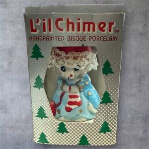 Vintage Jasco L'il Chimer Hand-painted Bisque Porcelain Bell Ornament